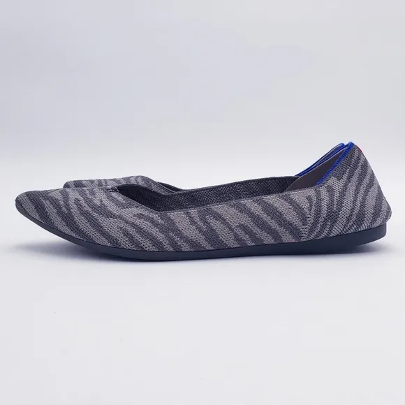 ROTHY'S Retired The Point Flats Ballet Shoe Gray Zebra Women's Size 9.5