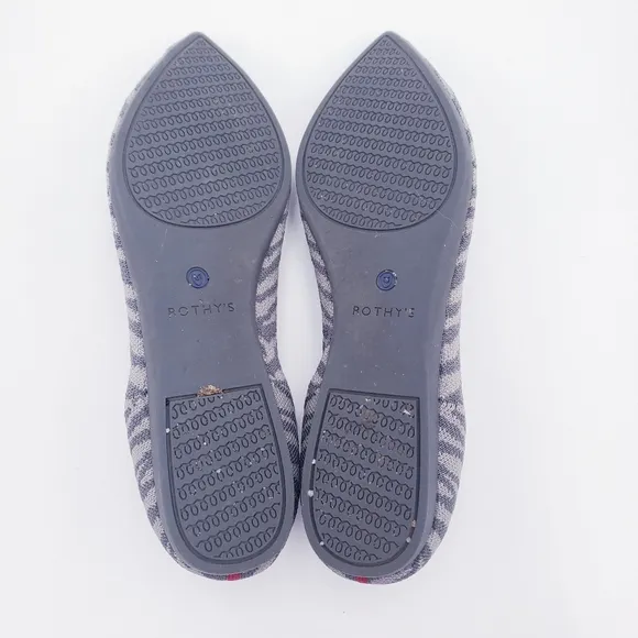 ROTHY'S Retired The Point Flats Ballet Shoe Gray Zebra Women's Size 9.5