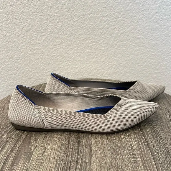 Rothy's Retired The Point Flax Birdseye Pointed Knit Flats Shoes Gray- size 9.5