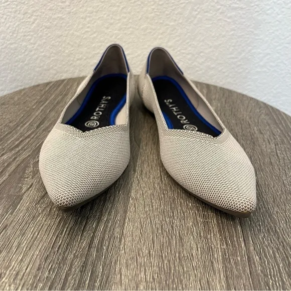 Rothy's Retired The Point Flax Birdseye Pointed Knit Flats Shoes Gray- size 9.5
