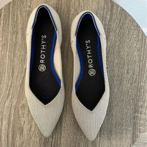 Rothy's Retired The Point Flax Birdseye Pointed Knit Flats Shoes Gray- size 9.5