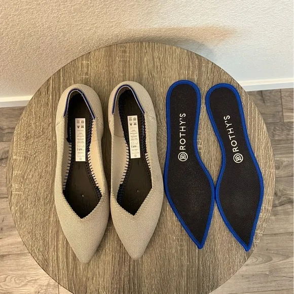 Rothy's Retired The Point Flax Birdseye Pointed Knit Flats Shoes Gray- size 9.5