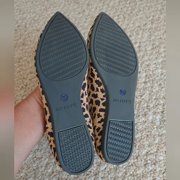 ROTHY’S Retired “The Point” Pointed Leopard Animal Print Slip On Ballerina Flats