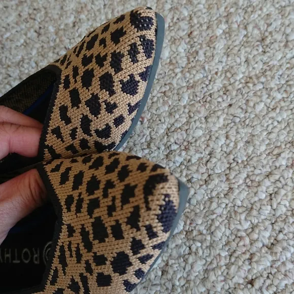 ROTHY’S Retired “The Point” Pointed Leopard Animal Print Slip On Ballerina Flats