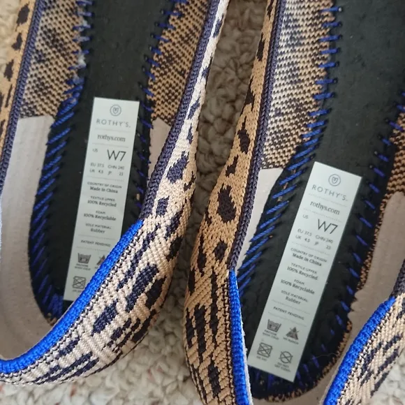 ROTHY’S Retired “The Point” Pointed Leopard Animal Print Slip On Ballerina Flats