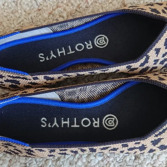 ROTHY’S Retired “The Point” Pointed Leopard Animal Print Slip On Ballerina Flats