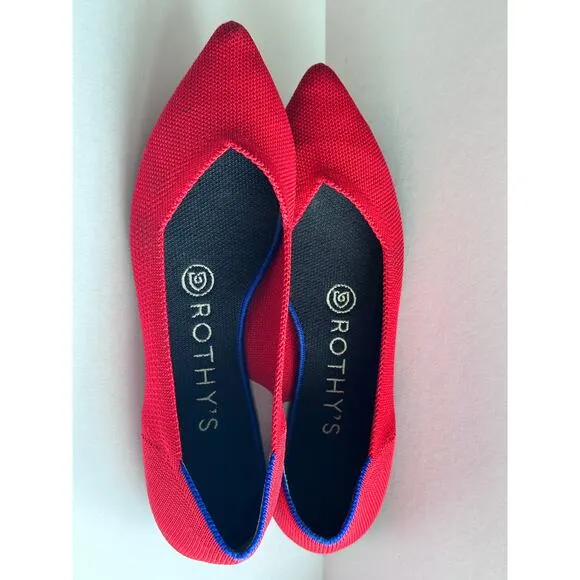 Rothy’s Size 6 The Point Ballet Flats Comfort Red Knit Pointed Toe Shoe Slip On