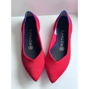 Rothy’s Size 6 The Point Ballet Flats Comfort Red Knit Pointed Toe Shoe Slip On