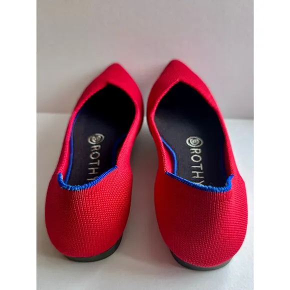 Rothy’s Size 6 The Point Ballet Flats Comfort Red Knit Pointed Toe Shoe Slip On