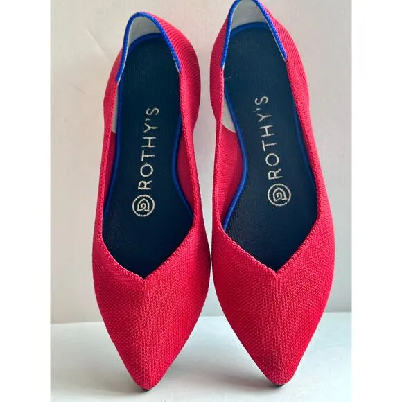 Rothy’s Size 6 The Point Ballet Flats Comfort Red Knit Pointed Toe Shoe Slip On