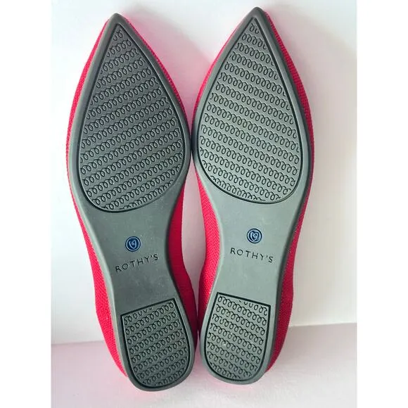 Rothy’s Size 6 The Point Ballet Flats Comfort Red Knit Pointed Toe Shoe Slip On