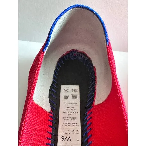 Rothy’s Size 6 The Point Ballet Flats Comfort Red Knit Pointed Toe Shoe Slip On