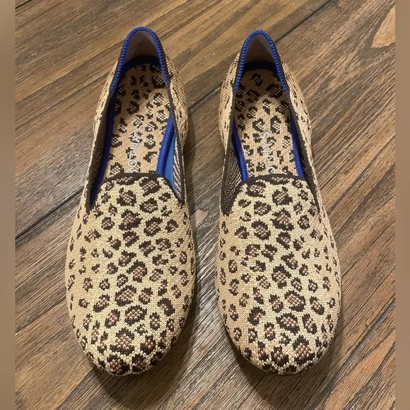 Rothy’s Size 8 Spotted Leopard Loafers Cheetah Animal Round Toe Flats Shoes NEW