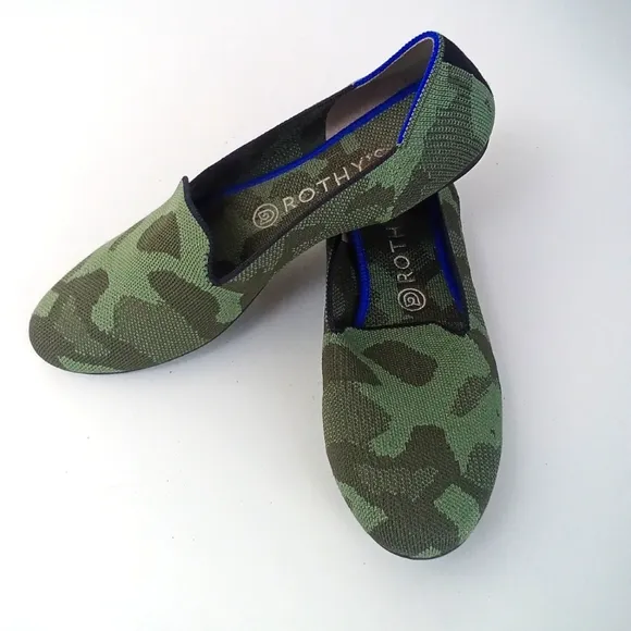 Rothy's The Loafer Camouflage Green Loafers Like New 9.ll