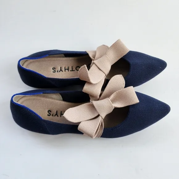 Rothy's The Mary Jane Pointed Bow Flats in Sapphire Blue