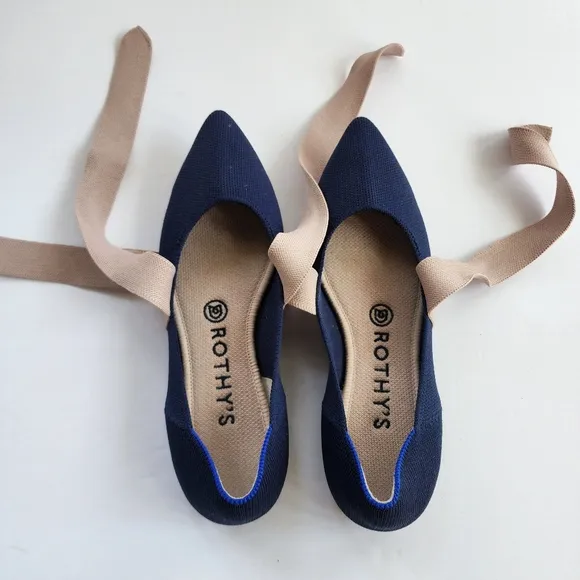 Rothy's The Mary Jane Pointed Bow Flats in Sapphire Blue