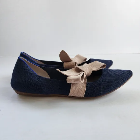 Rothy's The Mary Jane Pointed Bow Flats in Sapphire Blue