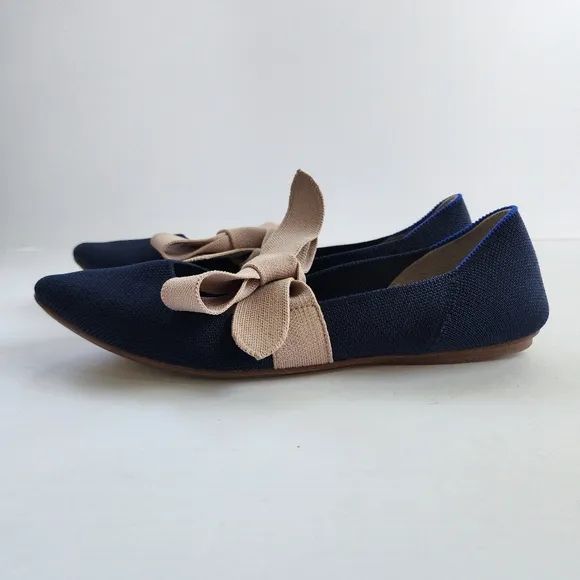 Rothy's The Mary Jane Pointed Bow Flats in Sapphire Blue