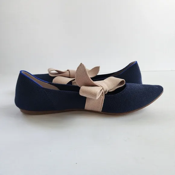 Rothy's The Mary Jane Pointed Bow Flats in Sapphire Blue
