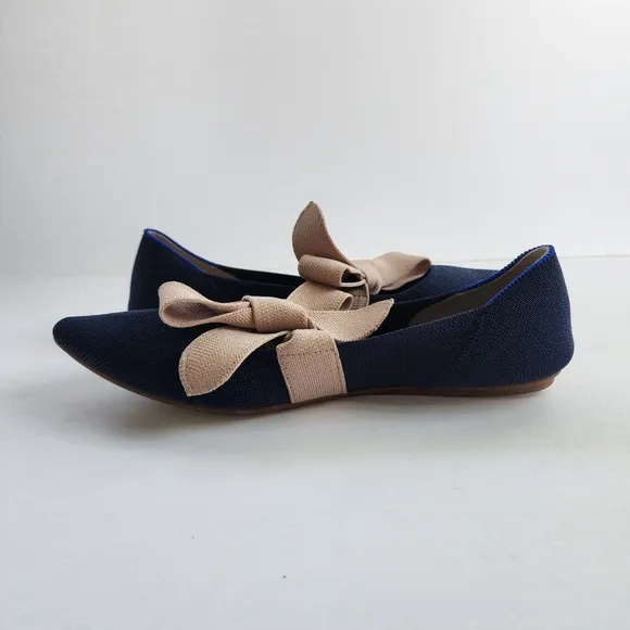 Rothy's The Mary Jane Pointed Bow Flats in Sapphire Blue