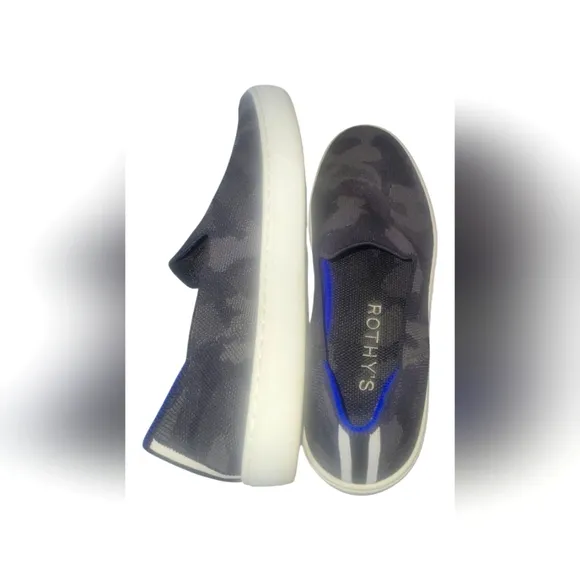 Rothy's The Original Slip On Gray Camo Textile Women's W8.5 Sneaker