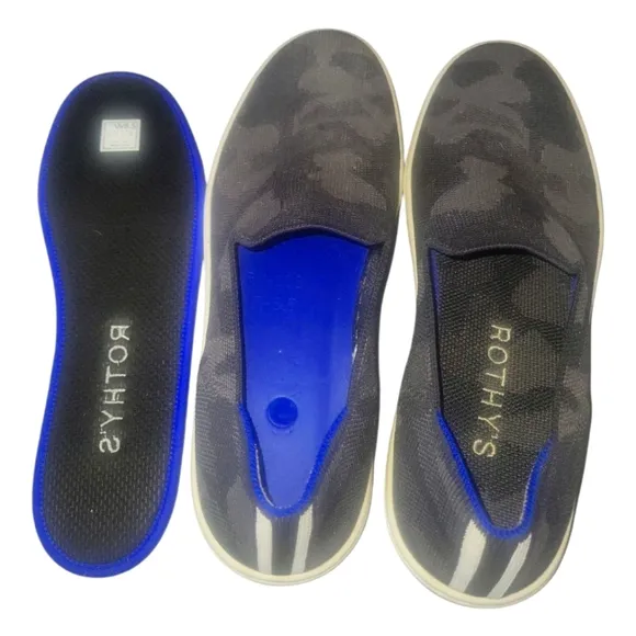 Rothy's The Original Slip On Gray Camo Textile Women's W8.5 Sneaker