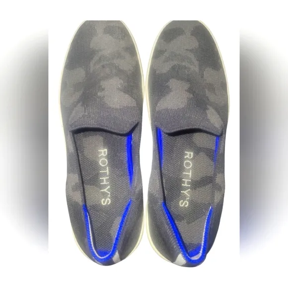 Rothy's The Original Slip On Gray Camo Textile Women's W8.5 Sneaker