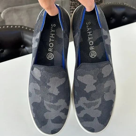 Rothy's The Original Slip On Sneakers in Gray Camo Print size 9.5