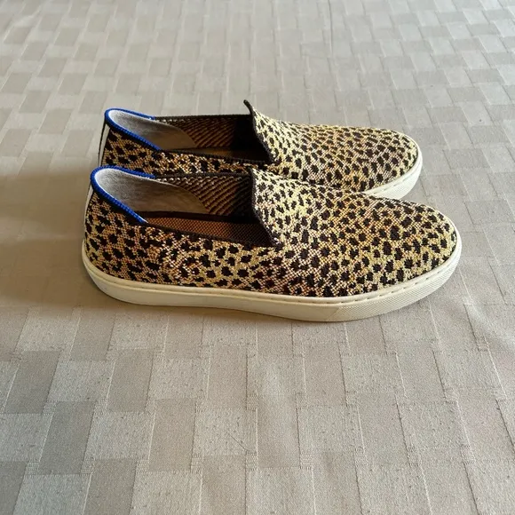 Rothy’s The Original Slip On Sneakers in Sahara Cat Leopard