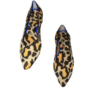 Rothy's The Point Big Cat Brown Leopard Print Slip-on Pointed Toe Knit Flats 9.5