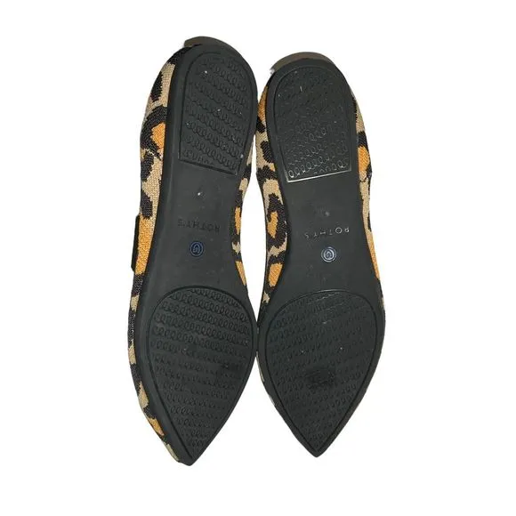 Rothy's The Point Big Cat Brown Leopard Print Slip-on Pointed Toe Knit Flats 9.5