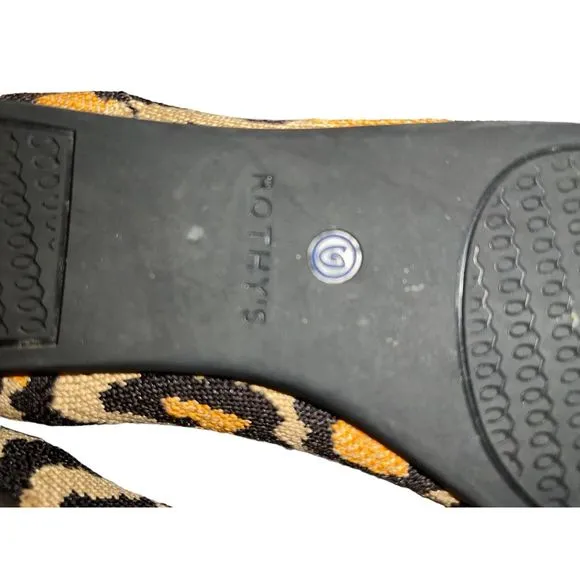 Rothy's The Point Big Cat Brown Leopard Print Slip-on Pointed Toe Knit Flats 9.5