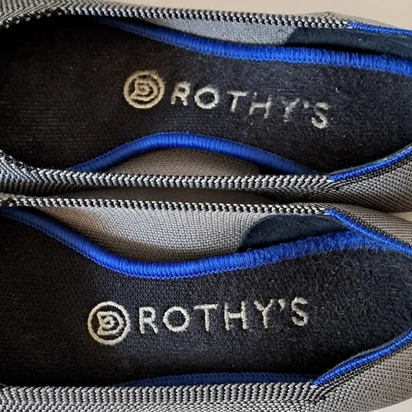 Rothy's The Point Cloud Grey Birdseye Knit Fabric Ballet Flats SZ 8