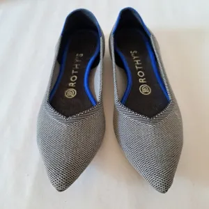 Rothy's The Point Cloud Grey Birdseye Knit Fabric Ballet Flats SZ 8