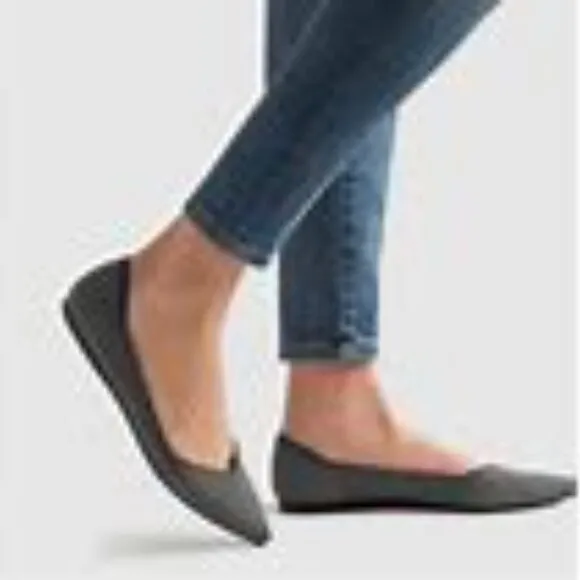 Rothy's The Point Cloud Grey Birdseye Knit Fabric Ballet Flats SZ 8