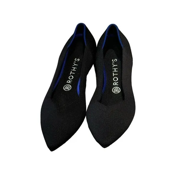 ROTHY'S The Point Comfy Pointed-Toe Knit Upper Slip-on Flats Black Size 10 NWOB