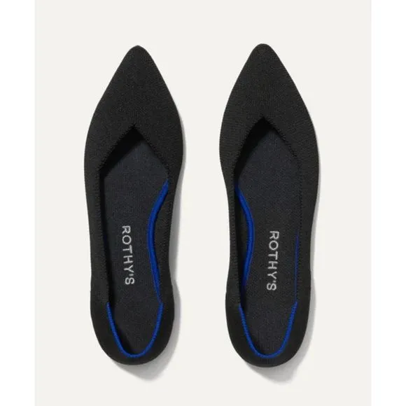 ROTHY'S The Point Comfy Pointed-Toe Knit Upper Slip-on Flats Black Size 10 NWOB