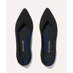 ROTHY'S The Point Comfy Pointed-Toe Knit Upper Slip-on Flats Black Size 10 NWOB