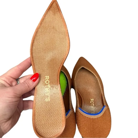Rothy’s The Point Flats – Size W7, Warm Brown/Orange