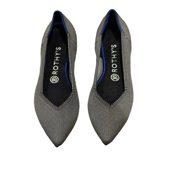 ROTHY'S The Point Knit Upper Slip-on Flats in Grey Size 8 NWOB