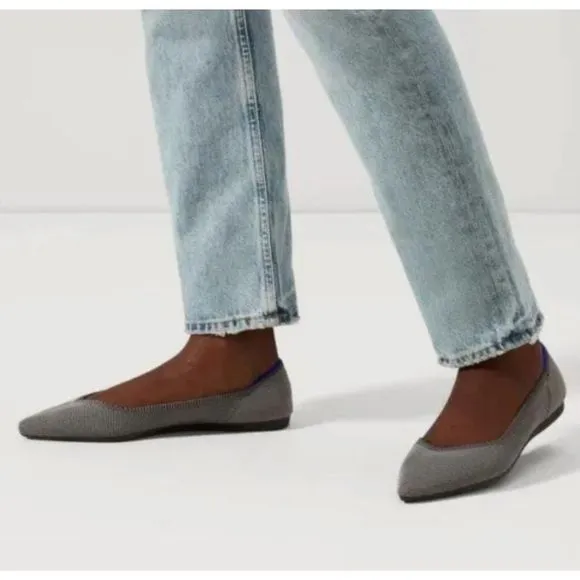 ROTHY'S The Point Knit Upper Slip-on Flats in Grey Size 8 NWOB