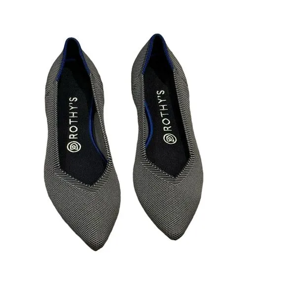 ROTHY'S The Point Knit Upper Slip-on Flats in Grey Size 8 NWOB