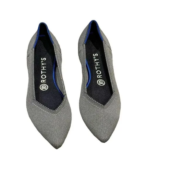ROTHY'S The Point Knit Upper Slip-on Flats in Grey Size 8 NWOB