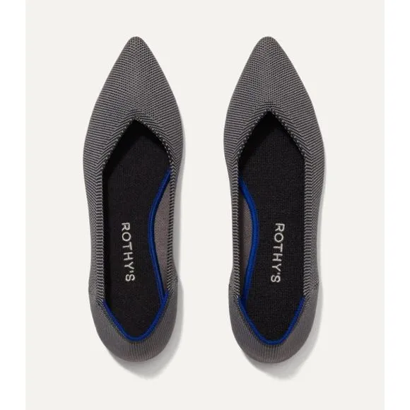 ROTHY'S The Point Knit Upper Slip-on Flats in Grey Size 8 NWOB