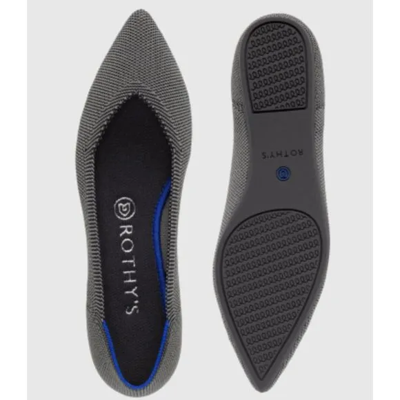 ROTHY'S The Point Knit Upper Slip-on Flats in Grey Size 8 NWOB