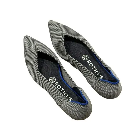 ROTHY'S The Point Knit Upper Slip-on Flats in Grey Size 8 NWOB