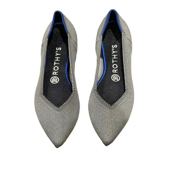 ROTHY'S The Point Knit Upper Slip-on Flats in Grey Size 8 NWOB