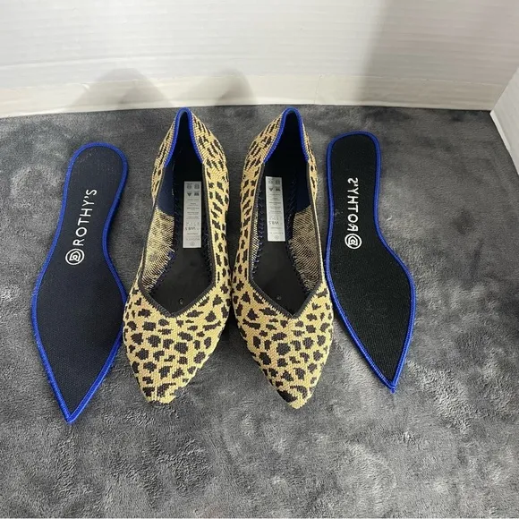 Rothys The Point Leopard Print Flats Womens Size 8.5 Retired Lightweight Comfort