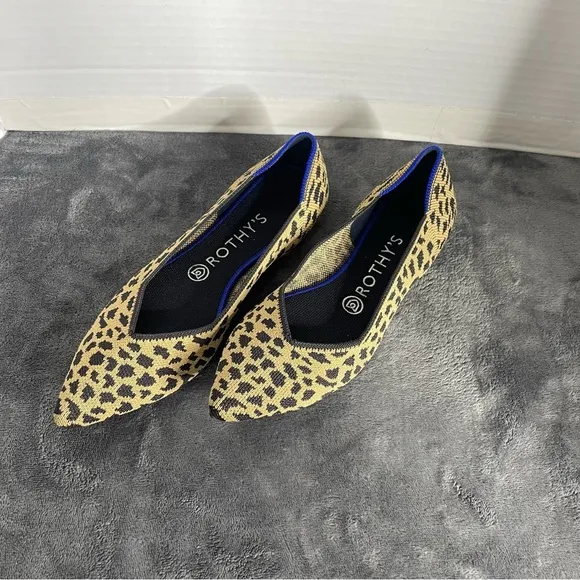 Rothys The Point Leopard Print Flats Womens Size 8.5 Retired Lightweight Comfort