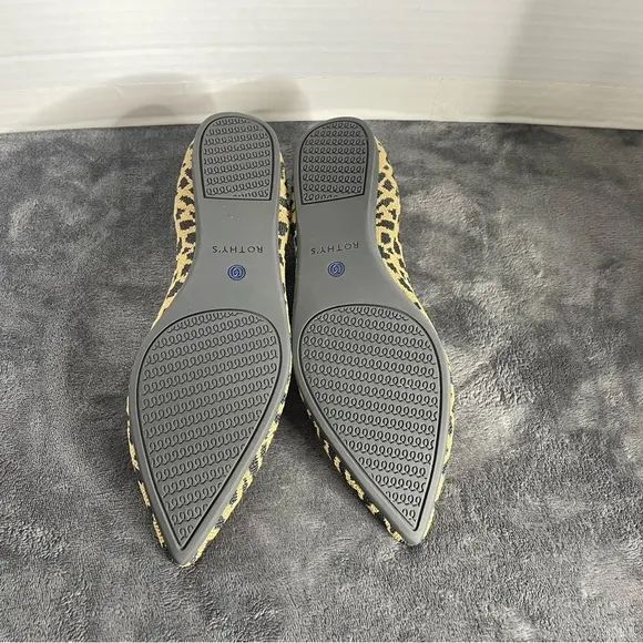 Rothys The Point Leopard Print Flats Womens Size 8.5 Retired Lightweight Comfort